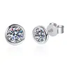 Brincos de Prata S925 Banhada Estilo Japonês e Coreano com Zircônia de Diamante Único, Contas Redondas, Simples, Moda, Venda Direta da Fábrica, Atacado, Transfronteiriço, Amazon