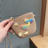Bolsa de Playa Nueva de Verano para Niñas, Cola de Sirena, Concha Marina, Bolsa de Paja de Nylon, Bolso Cruzado de Hombro para Niños