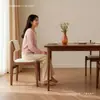 Silla de Comedor de Madera Maciza Hogar Nórdico Moderno Simple Respaldo Acolchado Taburete de Mesa de Comedor Restaurante Lujo Ligero Tela Silla de Mesa de Comedor