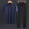 Papá usa traje deportivo de seda de hielo para hombre, ropa informal de verano de manga corta para hombre de mediana edad y mayores.