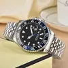 2025 Laojia Gmt Reloj de Cuarzo para Hombre Anillo de Cerámica Moda Masculina Tendencia Correa de Acero Luminoso Water Ghost Reloj Impermeable