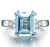 Anillo de compromiso de topacio de quilates incrustado Anillo de zafiro color dorado 18K plateado Noble europeo y americano Joyería