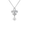 Colar Prata Bei S925 Prata de Lei Flor de Íris Pingente Brilhante Diamante Corrente de Clavícula Texturizada Joia de Corrente para Suéter Feminino de Luxo Leve Distintiva