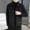 Chaqueta Abrigo Cálida de Solapa para Jóvenes Otoño Invierno Estilo Coreano para Hombre Ajuste Delgado de Moda Abrigo Corto de Lana Gruesa Adicional