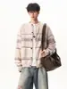 Cardigã Tricô Fair Isle Cleanfit Masculino Outono Jacquard Retrô Americano Tricô Estilo Preppy Jaqueta de Casal