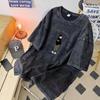 Camiseta Masculina Lavada Retrô Americana Nicho Senso de Design T-plus size Casual Manga Curta Camiseta Top Senso de Design Nicho
