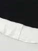 Estilo Casual Europeo y Americano Top para Mujer Suéter Negro de Punto con Cuello de Camisa Blanco Patchwork Falso Dos Piezas Top en Capas