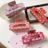 Yhj Accesorios para el Cabello para Mujer Acrílico Día de San Valentín Pasador Rectangular Grande Corazón Cupido Rosa Pinza Pinza de Tiburón