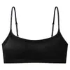 Sujetador Sexy sin Espalda con Tirantes Delgados de Pedrería Brillante para Mujer, Push-Up para Bustos Pequeños, Escote Cuadrado Profundo, Sin Costuras, Control Lateral del Pecho, Sujetador Moldeador