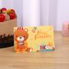 Bonita tarjeta de cumpleaños plegable de dibujos animados, regalo de cumpleaños para niños, flores, pastel, tarjeta de mensaje para habitación, tarjeta de bendición de cumpleaños