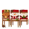 Fundas de respaldo de silla navideñas transfronterizas, con diseños 3D de Papá Noel, muñeco de nieve y renos, para mesa de comedor, fiesta y decoración del hogar