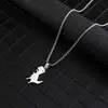 Pingente Pequeno de Dinossauro Desenho Animado Fofo Colar de Aço Titânio Estilo de Rua Ins Personalidade Masculina e Feminina Corrente Longa Simples de Lã para Mulheres