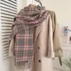 Bufanda de Cuadros Estilo Coreano 2026 para Mujer, Gruesa Versátil Otoño e Invierno Bufanda Cálida de Imitación Cachemir para Estudiantes