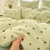 Clase a Hilo de doble capa Algodón puro Juego de cuatro piezas para cama Algodón lavado para cama Sábanas Cubre edredón Verano Dormitorio de estudiante Juego de tres piezas 4