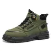 Botas Martin para Hombre de Gran Tamaño Transfronterizas 2025 Botas Amarillas Retro Estilo Británico de Cuatro Estaciones con Plataforma que Aumentan la Altura Botas de Trabajo de Suela Gruesa