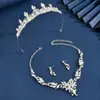 Juego de Joyería Collar Aretes Corona Boda Tres Piezas Vestido de Novia Accesorios para Cena Collar Nupcial Mayoreo