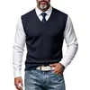 Estilo europeo y americano, chaleco sin mangas de jacquard para hombre, pesado, otoño/invierno, simple, elegante, versátil, casual de negocios, cuello en V