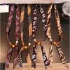 Colar Lenço de Seda com Contas de Bolinhas para Mulheres, Design Único, Gargantilha de Tecido Ajustável, Lenço de Pescoço, Acessório de Roupa