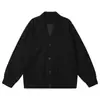 Cardigan suéter casual solto de moda com padrão waffle retrô japonês jaqueta masculina outono e inverno blusa de manga comprida