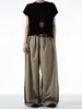 Pantalones de hombre negros Cleanfit ligeramente acampanados, pantalones de traje de pierna ancha fluidos para verano, pantalones largos casuales resistentes a las arrugas