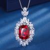 Zhuang Shengsheng Joias Banhada a Cobre Simulação Corindo Vermelho Tesouro Azul Quadrado Longo Conjunto de Luxo Leve Elegante Feminino 12*16