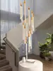Chandelier Escada Francesa Villa Personalidade Criativa Arte Senso Avançado loft Corredor de Escada Alto Chandelier Longo Rotativo