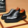 [Britânico] Sapatos Casuais de Couro com Solado Grosso Britânicos, Sapatos Derby Formais para Negócios, Couro Genuíno Couro Envernizado Brilhante Casamento Novo Diamante