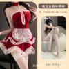Top de tubo de encaje empalmado con cuello halter de gravedad de medio azúcar Falda de terciopelo para pastel Atuendo Navideño Puro Deseo 9007