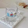 Taza de café de vidrio estilo INS, vaso para jugo de nicho, vaso de agua de dibujos animados, taza de leche linda de alta apariencia, vaso para bebidas para uso doméstico