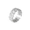 Anillo de Dedo Índice Abierto de Línea Ancha Multicapa para Mujer Diseño Nicho Lujo Accesible Alto Estilo Japonés y Coreano Anillo Trenzado Retorcido