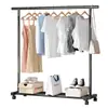 Varal de Roupa Interno de Chão Doméstico Quarto Pendurar Roupas Dobrável Haste Única Simples Telescópico Móvel Varal para Roupas, Chapéus e Acessórios