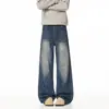 Jeans para Hombre de Pierna Recta Guangzhou Xintang Negro Gris Salpicado Ligero Acampanado Cintura Alta Adelgazantes Sueltos Otoño High Street Pantalones Largos