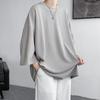 Estilo Hong Kong Seda de Hielo Manga Corta para Hombre Verano ins Marca de Moda Fresco Oversize Manga Tres Cuartos Diseño de Camiseta de Marca de Nicho Media Manga