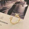 Anel Aberto da Moda Design de Nicho Moda High-End Elegante 2025 Novo Anel Dedo Indicador Zircônia Estrela de Quatro Pontas