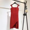 Vestido Hecho Listo Cuello Cuadrado Tirantes Vestido Rojo Sin Mangas Vestido de Verano para Mujer con Tirantes Vestido Pequeño Vestido Dropshipping