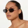 Gafas de Sol Sin Marco Estilo Metalero Callejero Estilo Milenial para Mujer Y2K Retro Curvas Tendencia Estilo Europeo y Americano