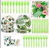 Vajilla con diseño de hojas de tortuga verde tropical, plato de papel, toalla de papel y mantel, temática hawaiana de verano, suministros para fiestas de cumpleaños