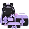 Nueva mochila transfronteriza para estudiantes de primaria, lindo conjunto de tres piezas con lazo, mochila escolar para niñas, gran capacidad, mochila reductora de peso
