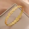 Pulsera de acero de titanio dorado para mujer, pulsera de pareja de circonita de alta calidad, pulsera de anillo liso de lujo ligero, Nuevo