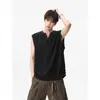 Nuevo chaleco de verano para hombre, transpirable, con patrón de diamantes calado y cuello en V, top casual de nicho estilo coreano, camiseta de alta gama de moda