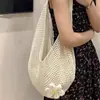 Bolso de Hombro Tejido Transfronterizo, Bolso de Lana Retro, Bolso de Playa de Gran Capacidad, Bolsa de Compras, Bolso Tote Tejido para Mujer, Bolso de Mano