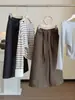 Nuevo traje de otoño e invierno de cintura alta con cordones, pantalones de pierna ancha para mujer, holgado y adelgazante, versátil para ir al trabajo, pantalones rectos cropped casuales