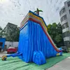 Resbaladilla Inflable de Tres Carriles Árbol de Coco, Tela Engrosada Onda Azul, Venta al por Mayor de Equipos Grandes para Juegos Acuáticos para Verano en Zonas Turísticas