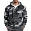 Sudadera con capucha de camuflaje talla europea exclusiva de Amazon 2026, tejido de punto con forro polar, multibolsillos, parte superior para hombre