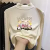 Camada base feminina com forro de fleece, nova coleção outono e inverno, camiseta quente com gola alta, adequada para crianças mais velhas, top de tecido escovado