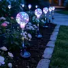 Lámpara de césped de cobre luminosa para jardín, patio, villa, patio, lámpara de pie decorativa, lámpara solar de caña con bola