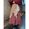 Conjunto de Moda Primavera Temprana 2026 para Mujer: Chaqueta Suéter Holgada de Manga Larga Estilo Perezoso con Falda de Cuadros Irregulares