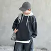 Moletom Masculino Estilo Primavera e Outono 2026 Roupa de Outono para Menino Roupas de Outono Infantis Crianças de Médio a Grande Porte Estilo Travesso e Legal Blusa com Capuz Casual Tendência