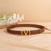 V-home Warren Belt Feminino Fivela Lisa Decorativa Cinto Fino Fivela Bronze Shake Tone Online Celebrous Live Source Mãe em forma de V All-match
