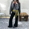 ¡Estilo coreano! Producto de calidad, Otoño 2026. Caída pesada, seda de cupro, ligeramente acampanados, pantalones casuales adelgazantes y favorecedores para mujer